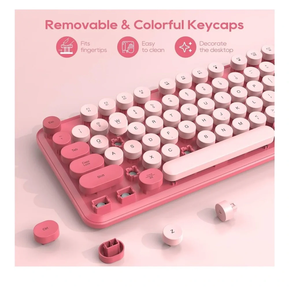 Pink Wireless Keyboard and Mouse Set